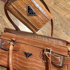 Prada Tan Croc-Embossed Leather Set